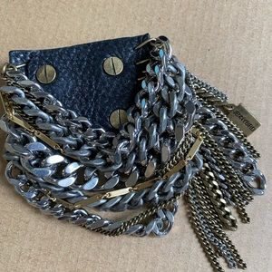 Jenny Bird Chain Fringe Leather Cuff; LIKE NEW
